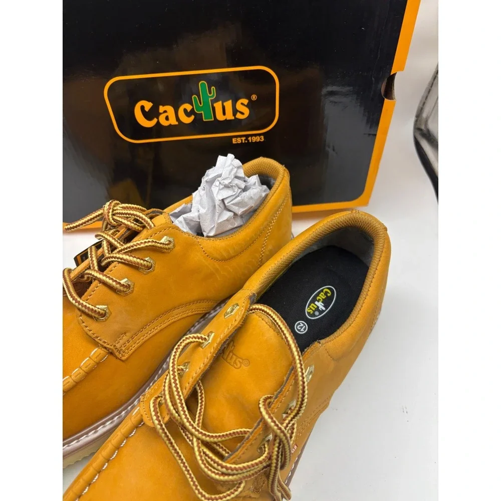 Cactus Work Boots Mens 12 Honey Wheat Nubuck Moc Toe Oxford Wedge Sole Shoes NEW